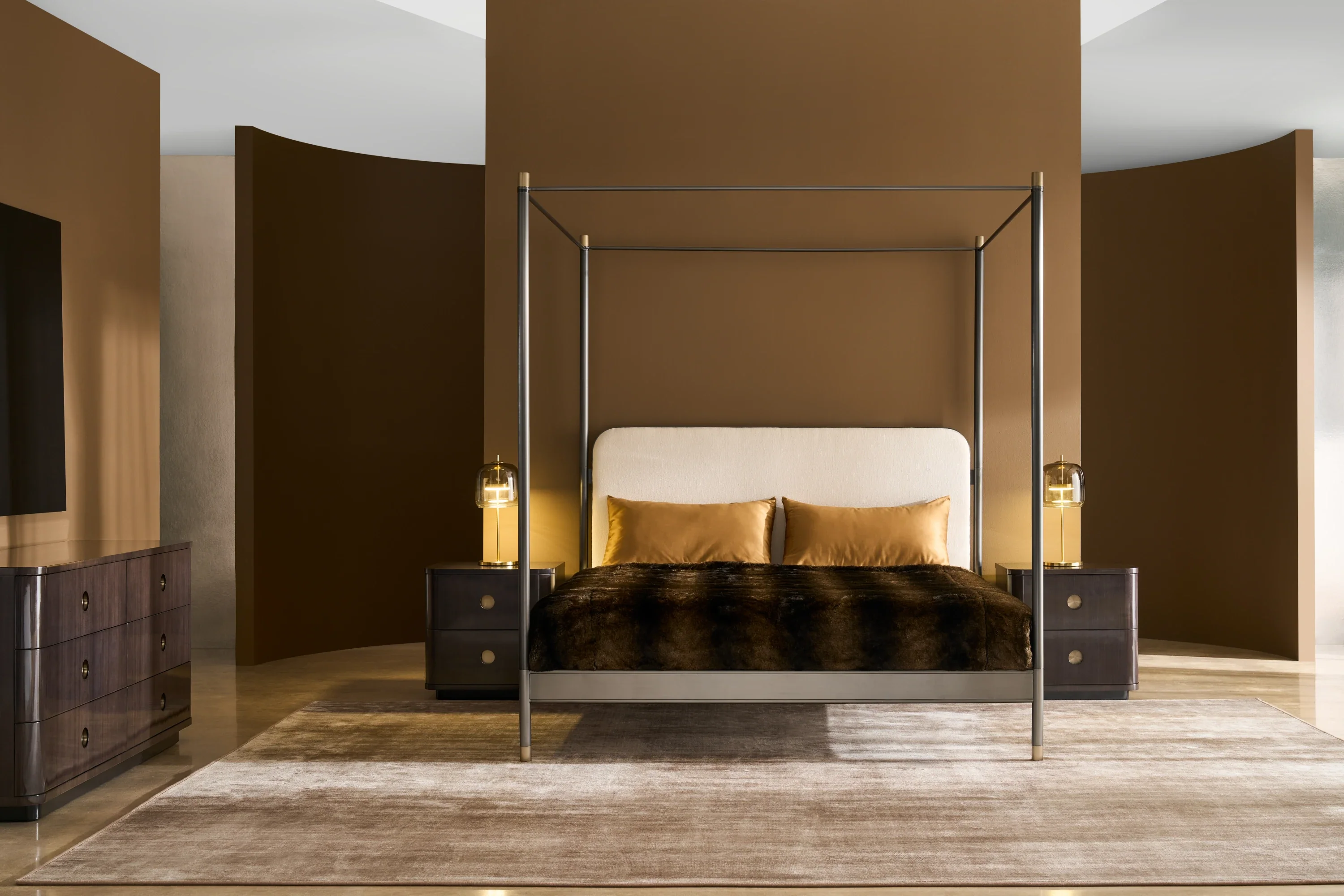 Campaign King Bed With Canopy - Image 3