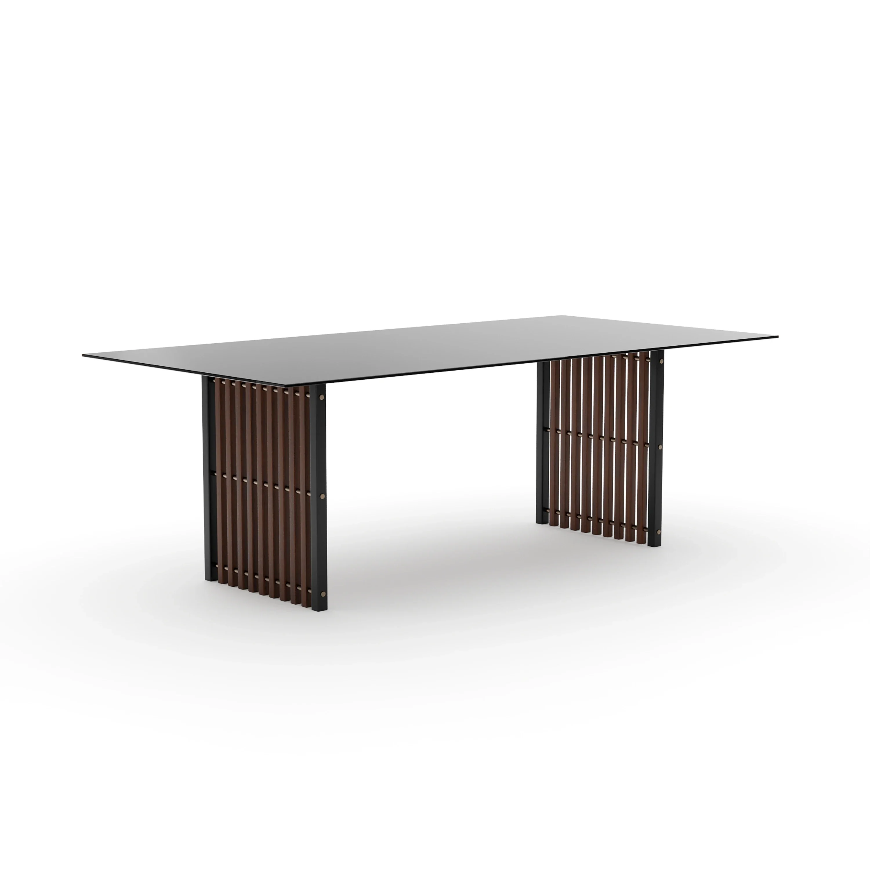 Pinstripe Dark Slatted Dining Table - Image 2