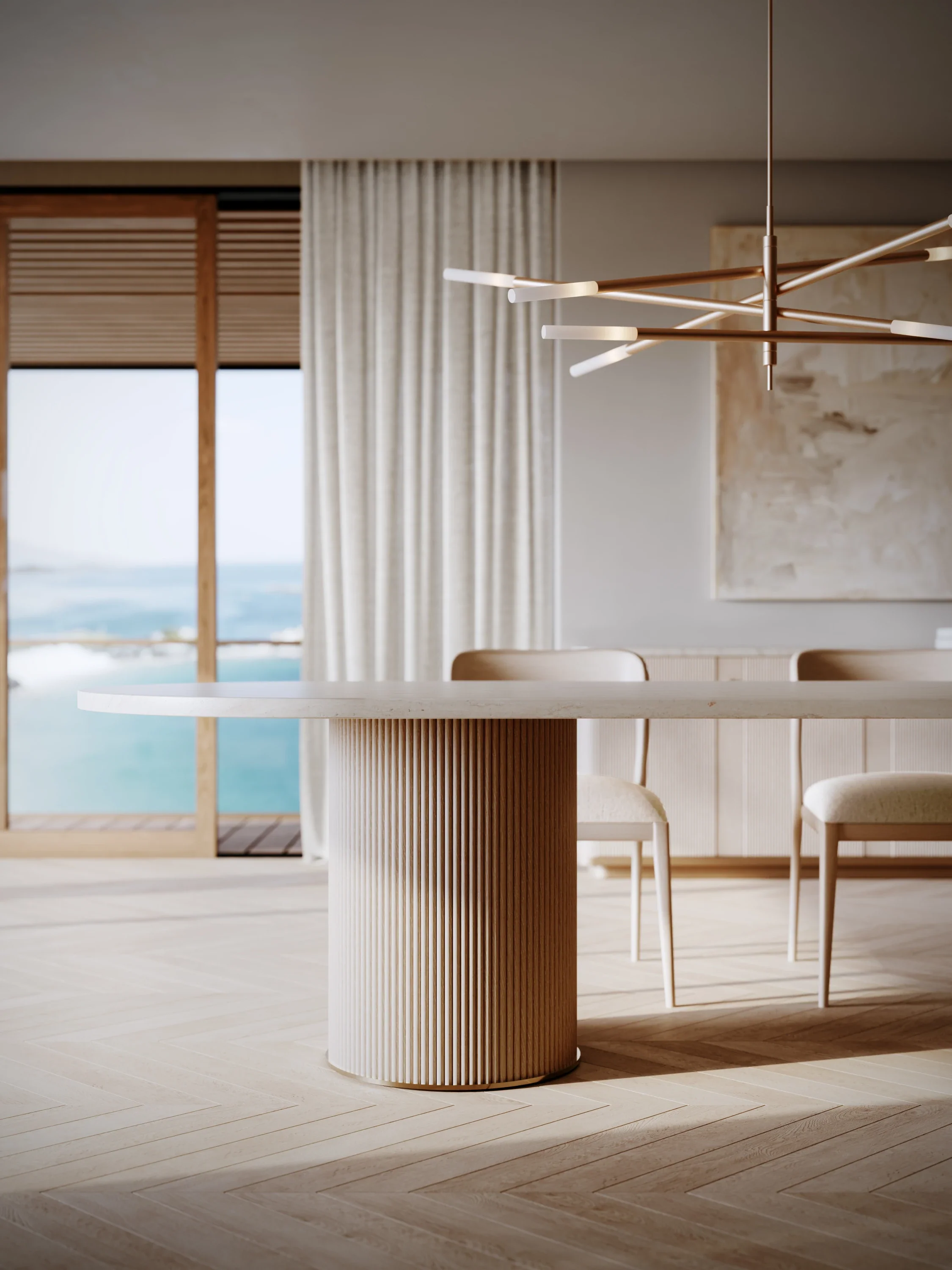 Rhythm  Oval Stone Top Dining Tbl - Image 4