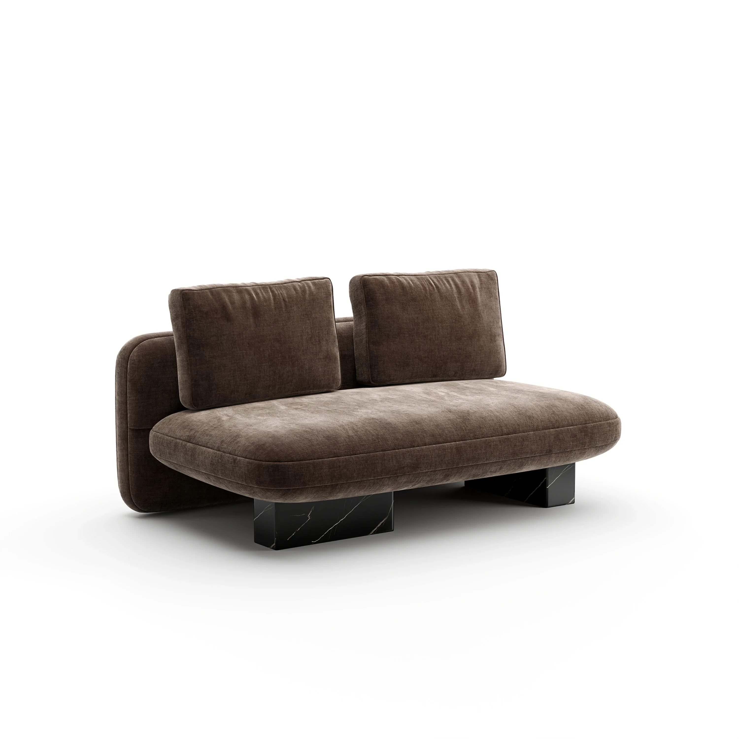 Overlap Armless Loveseat Dk Taupe - Image 4