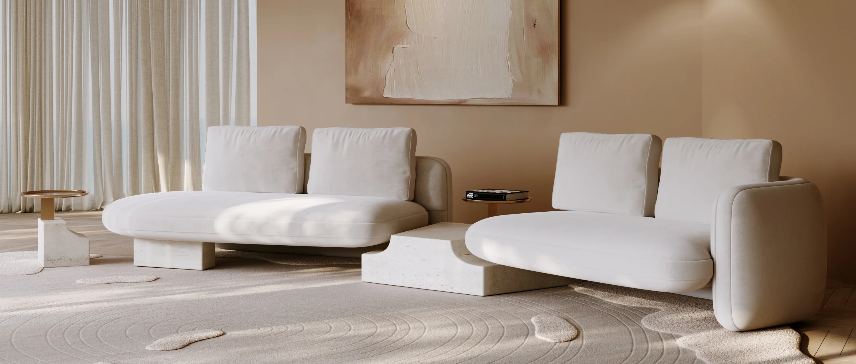 Overlap Raf Loveseat Ecru - Image 3