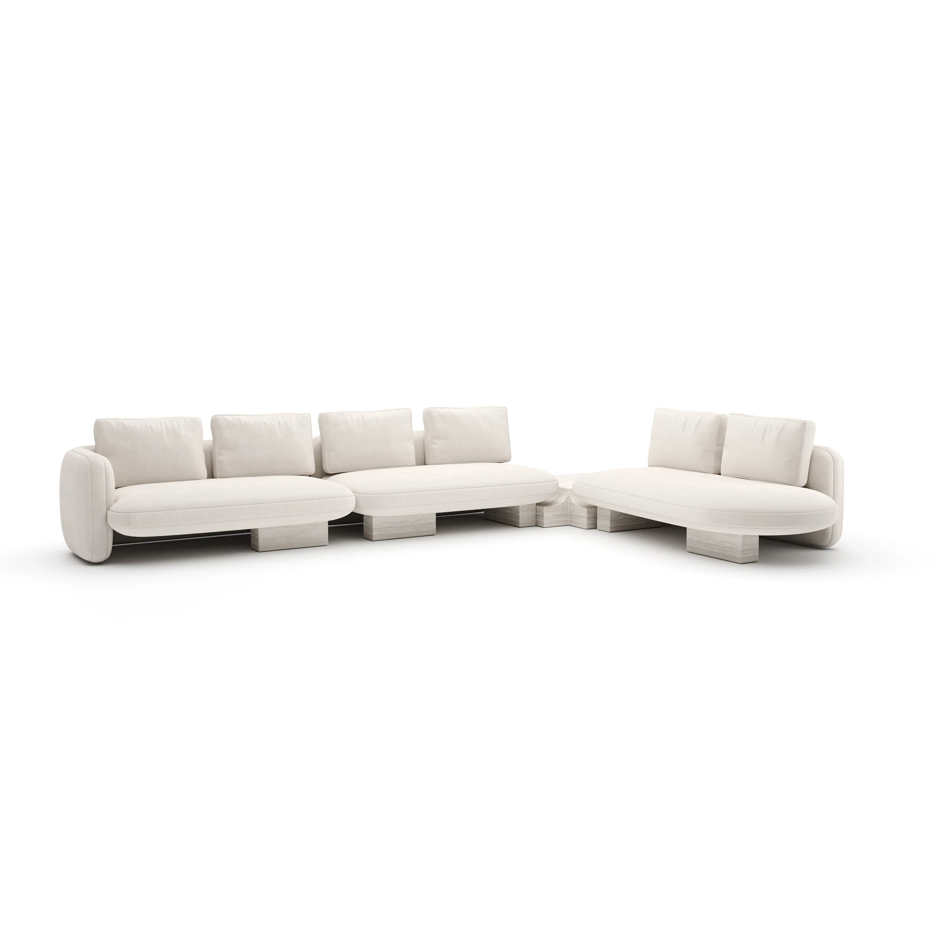 Overlap L Bumper Sectional Ecru - Image 2